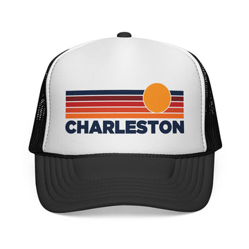 Charleston, South Carolina Retro Sun Trucker Hat - Vintage Style Charleston Cap - 0