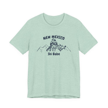 Buy heather-prism-mint New Mexico Ski Babe T‑Shirt - Retro Skiing Graphic Tee