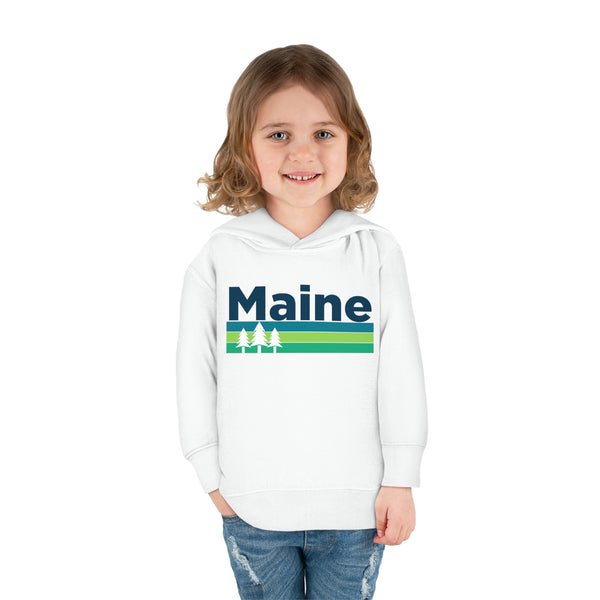 Maine Toddler Hoodie - Retro Trees Unisex Maine Toddler Sweatshirt