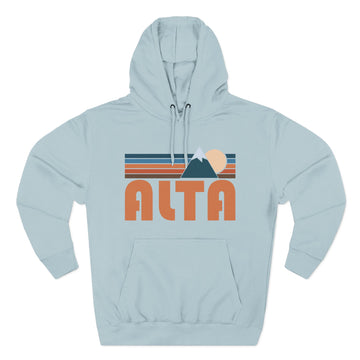 Buy blue-mist Alta, Utah Hoodie - Retro Mountain Unisex Sweatshirt