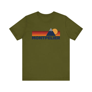 Buy olive Retro Montpelier, Vermont T-shirt, Mountain Tee, Vintage Montpelier Unisex Jersey Shirt, Outdoor Hiking Apparel