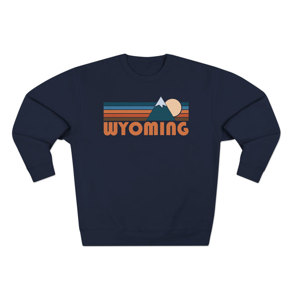 Premium Wyoming Retro Mountain Graphic Sweatshirt