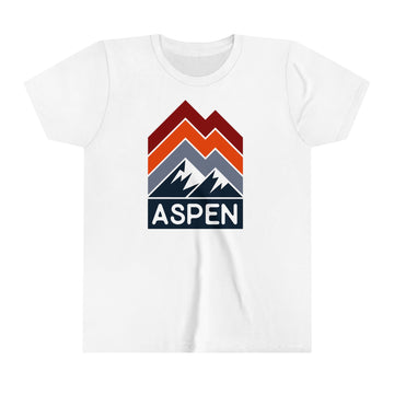 Aspen, Colorado Youth Shirt - Retro Mountain Aspen Kid's T-Shirt - Chevron Peaks - 0