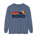Bend, Oregon Long Sleeve T-Shirt Retro Mountain, Unisex Bend Unisex Garment-dyed Long Sleeve T-Shirt-4