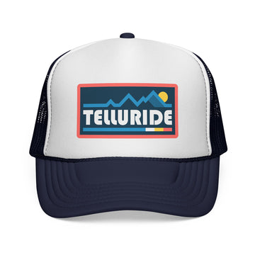 Buy dark-navy Telluride, Colorado Retro Mountains Trucker Hat - Vintage Style Telluride Cap