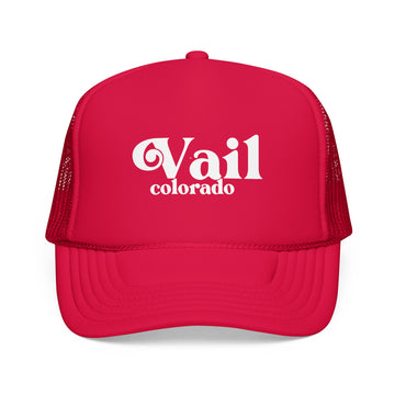 Buy red Vail, Colorado Trucker Hat - Foam Vail Cap