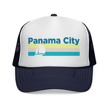 Panama City, Florida Retro Sailboat Trucker Hat - 0
