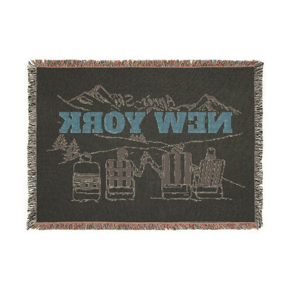 New York Ski Town Throw Blanket | Mountain Woven Blanket