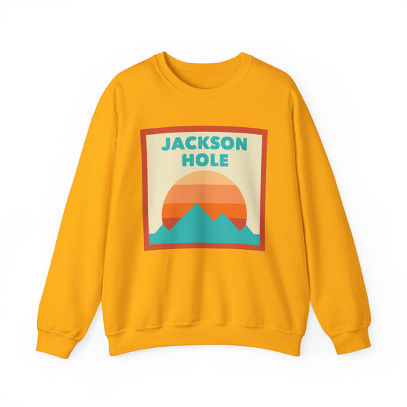 Retro Jackson Hole, Wyoming Sweatshirt, Mountain Sun Design, Unisex Crewneck, Gift for Outdoorsy Friends, Vintage Jumper