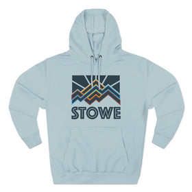 Buy blue-mist Stowe, Vermont Hoodie - Retro Mountain Unisex Sweatshirt