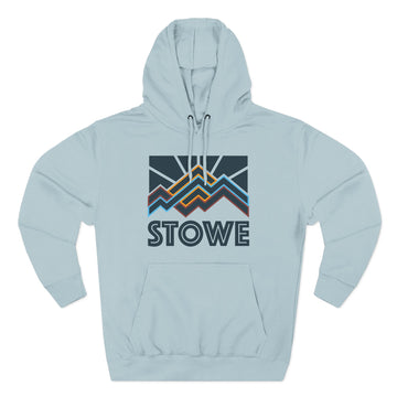 Buy blue-mist Stowe, Vermont Hoodie - Retro Mountain Unisex Sweatshirt