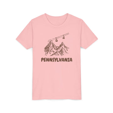 Buy pink Pennsylvania Youth T-Shirt — Vintage Gondola Ski Mountain Tee