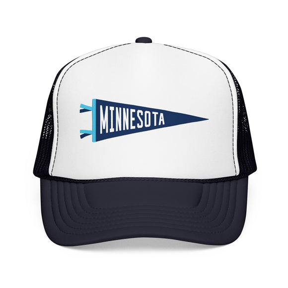 Minneapolis, Minnesota Pennant Trucker Hat — Retro Flag Foam Cap