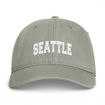 Buy sandstone Seattle, Washington Washed Baseball Cap - Vintage Coastal Comfort Colors