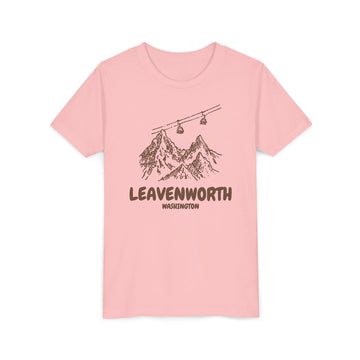 Buy pink Leavenworth, Washington Youth T-Shirt — Vintage Gondola Ski Mountain Tee