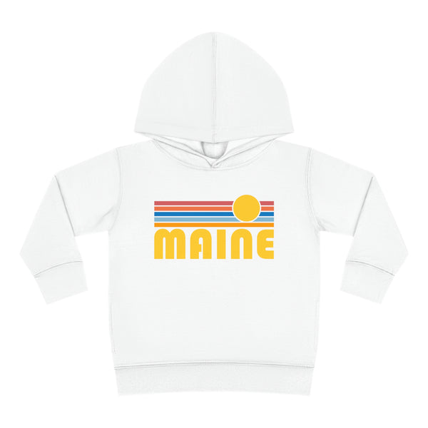 Maine Toddler Hoodie - Retro Sunrise Unisex Maine Toddler Sweatshirt