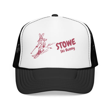 Buy black-white Stowe, Vermont Ski Bunny Foam Trucker Hat