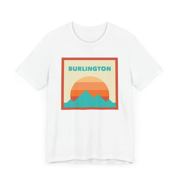 Retro Burlington, Vermont T-Shirt, Mountain Sun Tee, Unisex Graphic Shirt, Vintage Burlington, Vermont Top, Outdoor Adventure Clothing