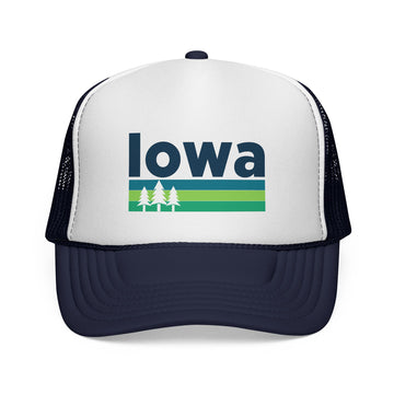 Buy dark-navy Iowa Retro Trees Trucker Hat - Vintage Style Iowa Cap