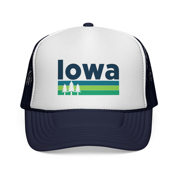 Iowa Retro Trees Trucker Hat - Vintage Style Iowa Cap