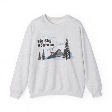 Big Sky, Montana Sweatshirt - Unisex Retro Ski Mountain Gondola Big Sky Sweatshirt - 0