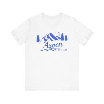Buy white Aspen, Colorado T-Shirt - Retro Mountain Unisex Aspen Shirt - Pine Treeline