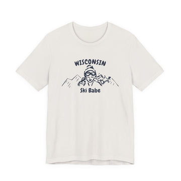 Buy vintage-white Wisconsin Ski Babe T‑Shirt - Retro Skiing Graphic Tee