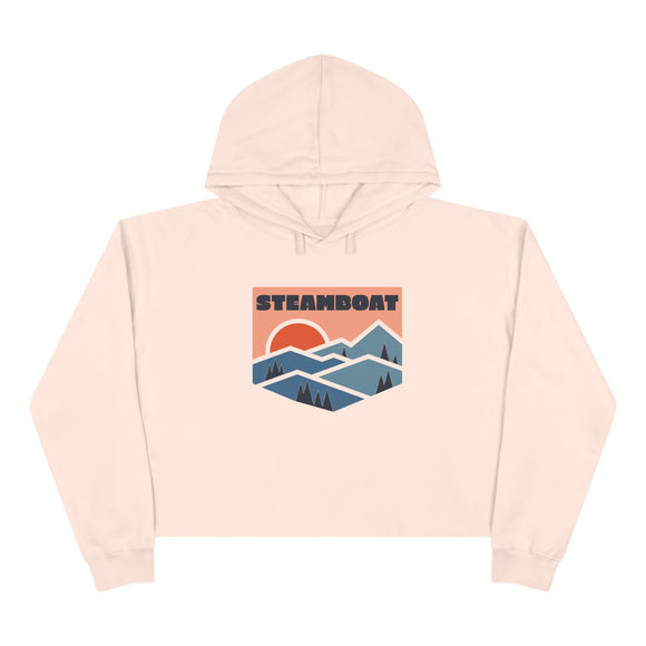 Women's Steamboat, Colorado Crop Hoodie - Premium Mountain Crop Sweatshirt
