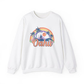 Oahu, Hawaii Sweatshirt - Unisex Retro Beach Crewneck Oahu Sweatshirt