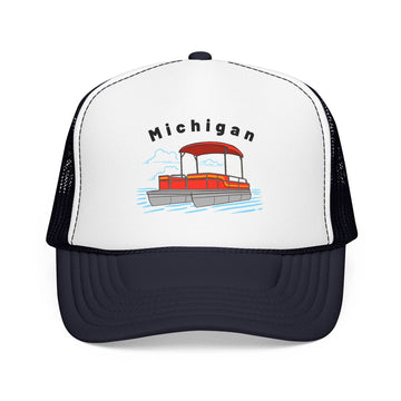 Kids Michigan Trucker Hat Pontoon Boat - Youth Snapback Cap