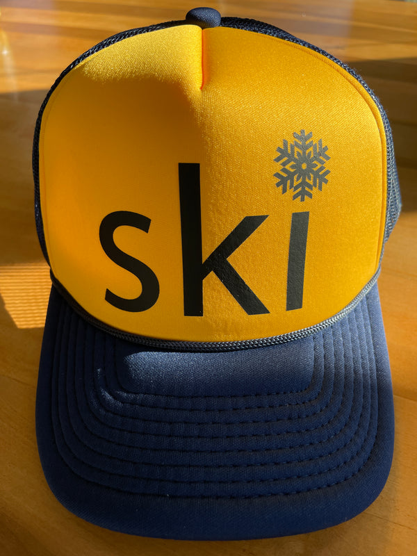 Ski Snowflake Trucker Hat - Retro Snapback Hat