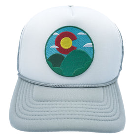 Buy gray-white Kids' Colorado Trucker Hat - Sunrise &amp; Hills Snapback Youth Hat