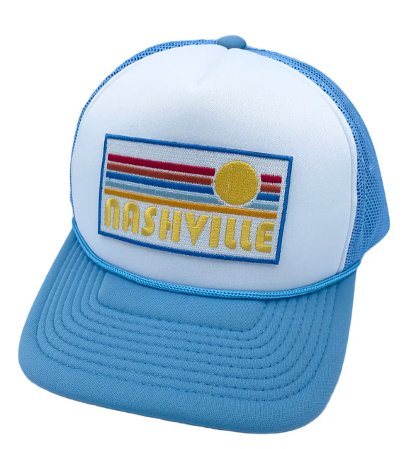 Nashville, Tennessee Trucker Hat - Retro Sun Snapback Hat