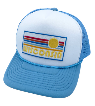 Wisconsin Trucker Hat - Retro Sun Snapback Wisconsin Hat - 0