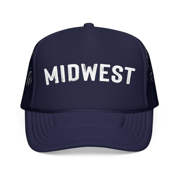 Kids Midwest Trucker Hat Foam - Youth Snapback Cap on white background
