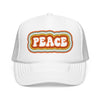 Kids Retro Peace Trucker Hat Boho - Youth Snapback Cap on white background