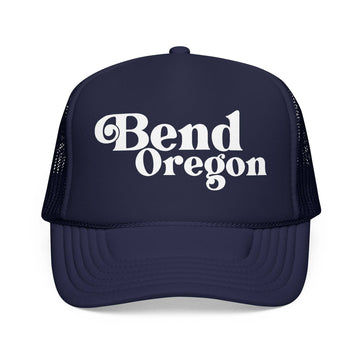 Kids Bend, Oregon Trucker Hat Foam - Youth Snapback Cap on white background