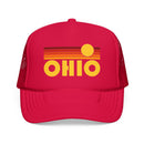 Kids Ohio Retro Sunset Trucker Hat - Youth Snapback Cap