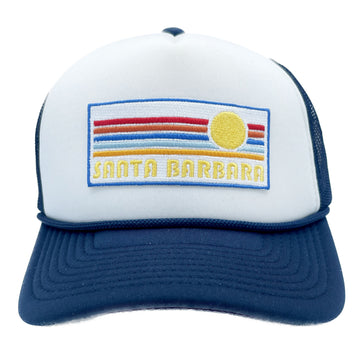 Buy navy-blue Santa Barbara, California Trucker Hat - Retro Sun Snapback Santa Barbara Hat