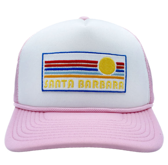 Santa Barbara, California Trucker Hat - Retro Sun Snapback Santa Barbara Hat