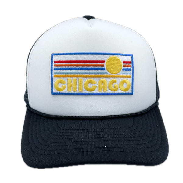 Chicago Trucker Hat - Retro Sun Snapback Chicago, Illinois Hat