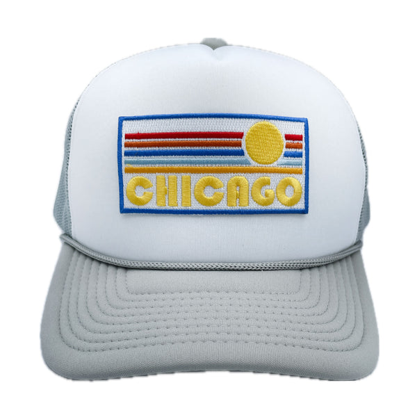 Chicago Trucker Hat - Retro Sun Snapback Chicago, Illinois Hat