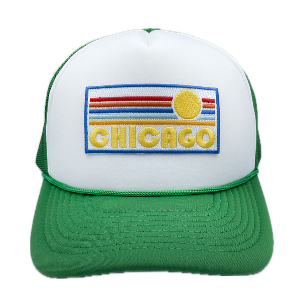 Chicago Trucker Hat - Retro Sun Snapback Chicago, Illinois Hat