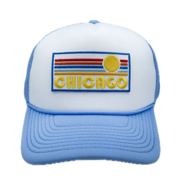 Chicago Trucker Hat - Retro Sun Snapback Chicago, Illinois Hat
