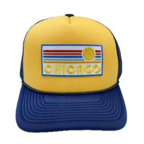 Chicago Trucker Hat - Retro Sun Snapback Chicago, Illinois Hat - 0
