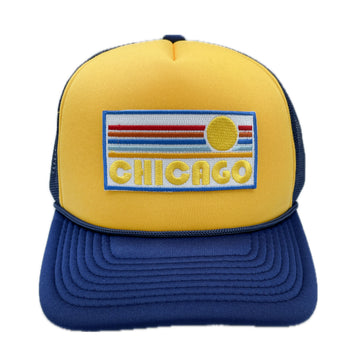 Chicago Trucker Hat - Retro Sun Snapback Chicago, Illinois Hat - 0