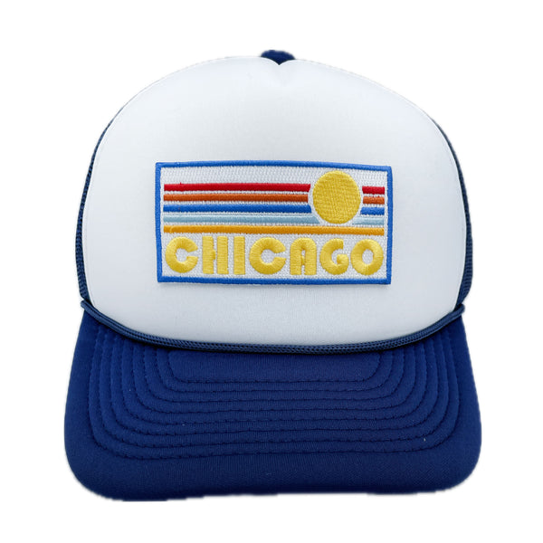 Chicago Trucker Hat - Retro Sun Snapback Chicago, Illinois Hat