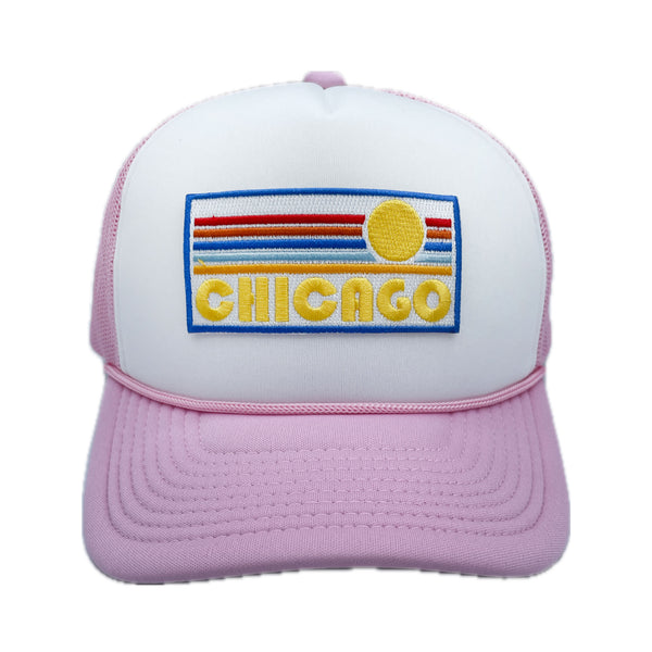 Chicago Trucker Hat - Retro Sun Snapback Chicago, Illinois Hat