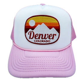 Buy pink Denver, Colorado Trucker Hat - Retro Mountain Snapback Denver Hat