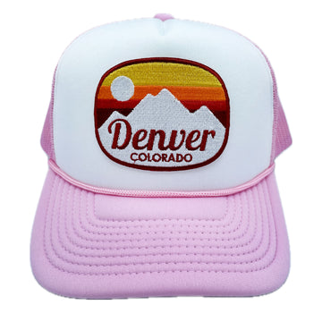 Buy pink Denver, Colorado Trucker Hat - Retro Mountain Snapback Denver Hat